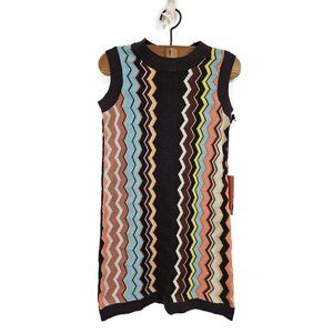 New Missoni for Target Sweater Dress Girls Small Brown Sleeveless Zigzag